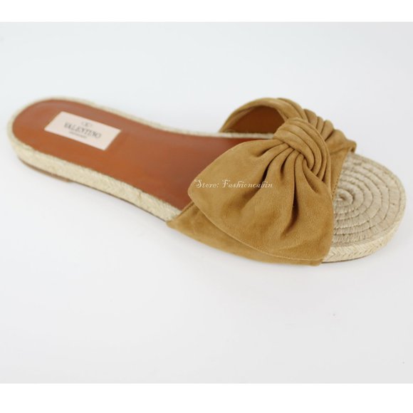 NEW VALENTINO GARAVANI Suede Bow Espadrille Slide Sandal - Picture 4 of 15